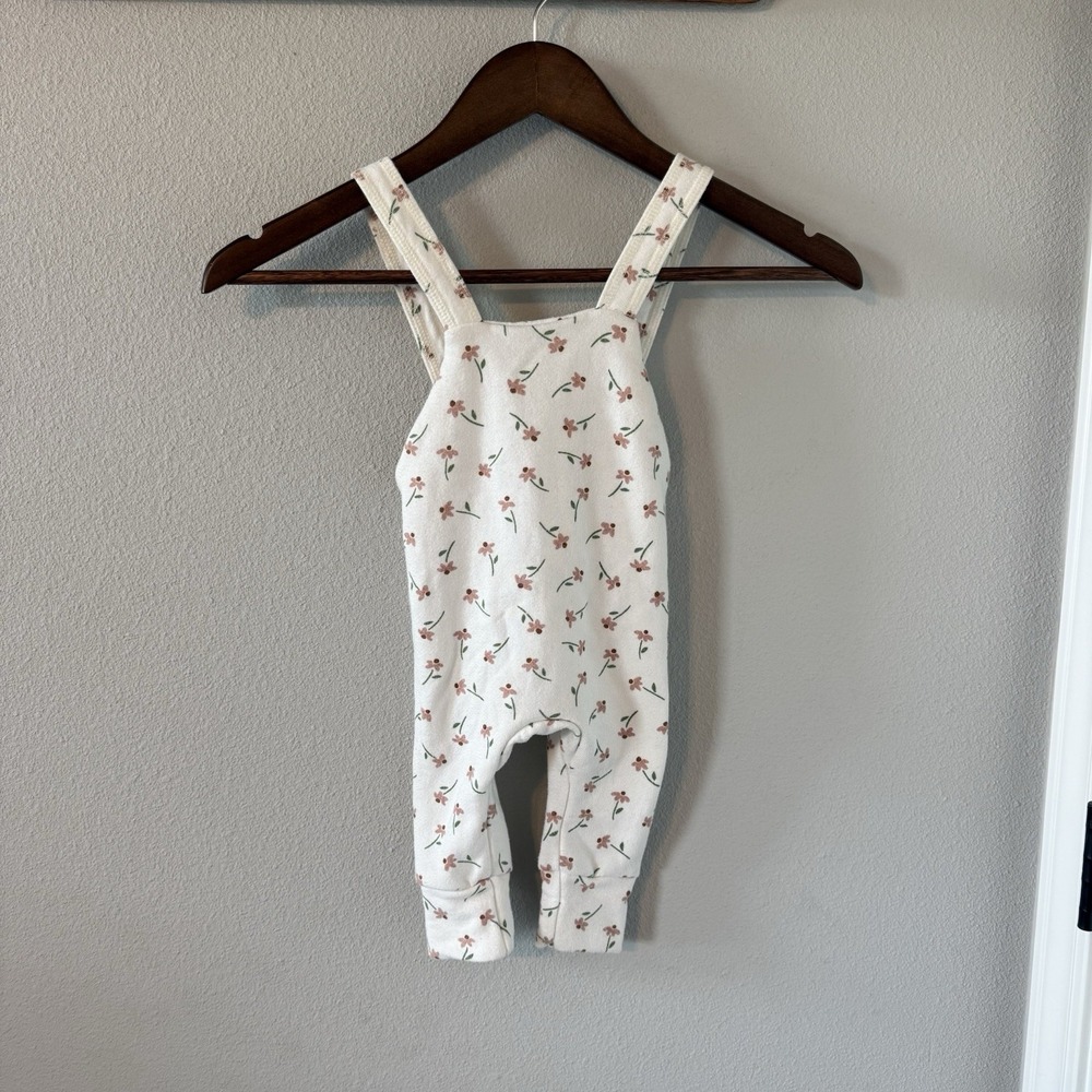 Little Wedgies One Piece Jumpsuit Overalls Floral Cotton Made In The USA 3-6 M